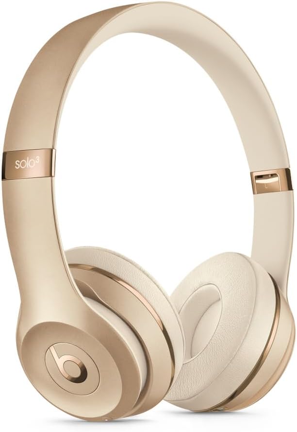 Beats Solo3 Wireless On-Ear Headphones - Gold (2024 Model) (Renewed)