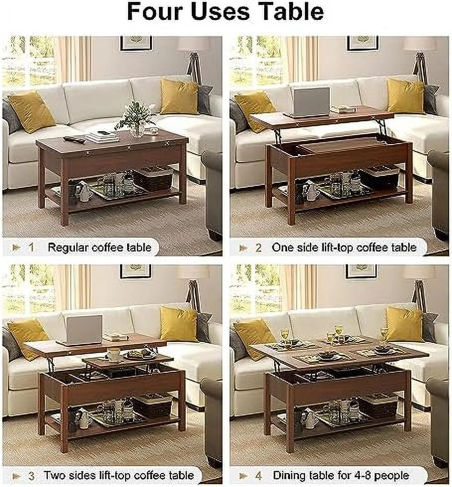 xrboomlife Lift Top Coffee Table  4-in-1 Multi- Convertible Coffee Table with   Coffee Table Converts to Dining Table for Living Room Reception Room