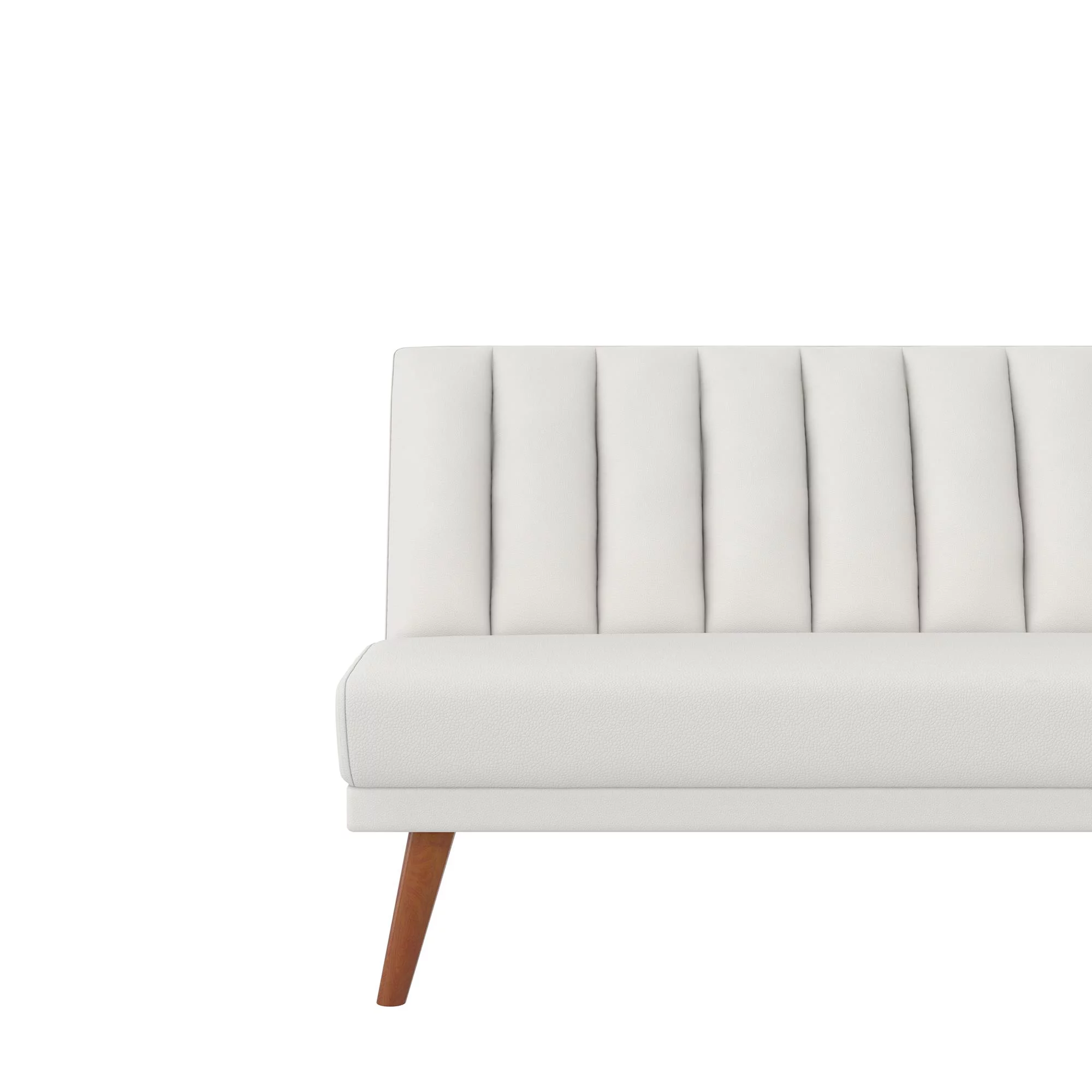 Novogratz Brittany Armless Futon, Sofa Lounger and Sleeper with Hideaway Support Legs, White Faux Leather