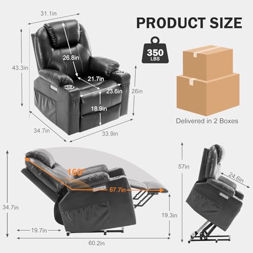 Electric Power Lift Recliner Chair with Heat & Massage for Elderly