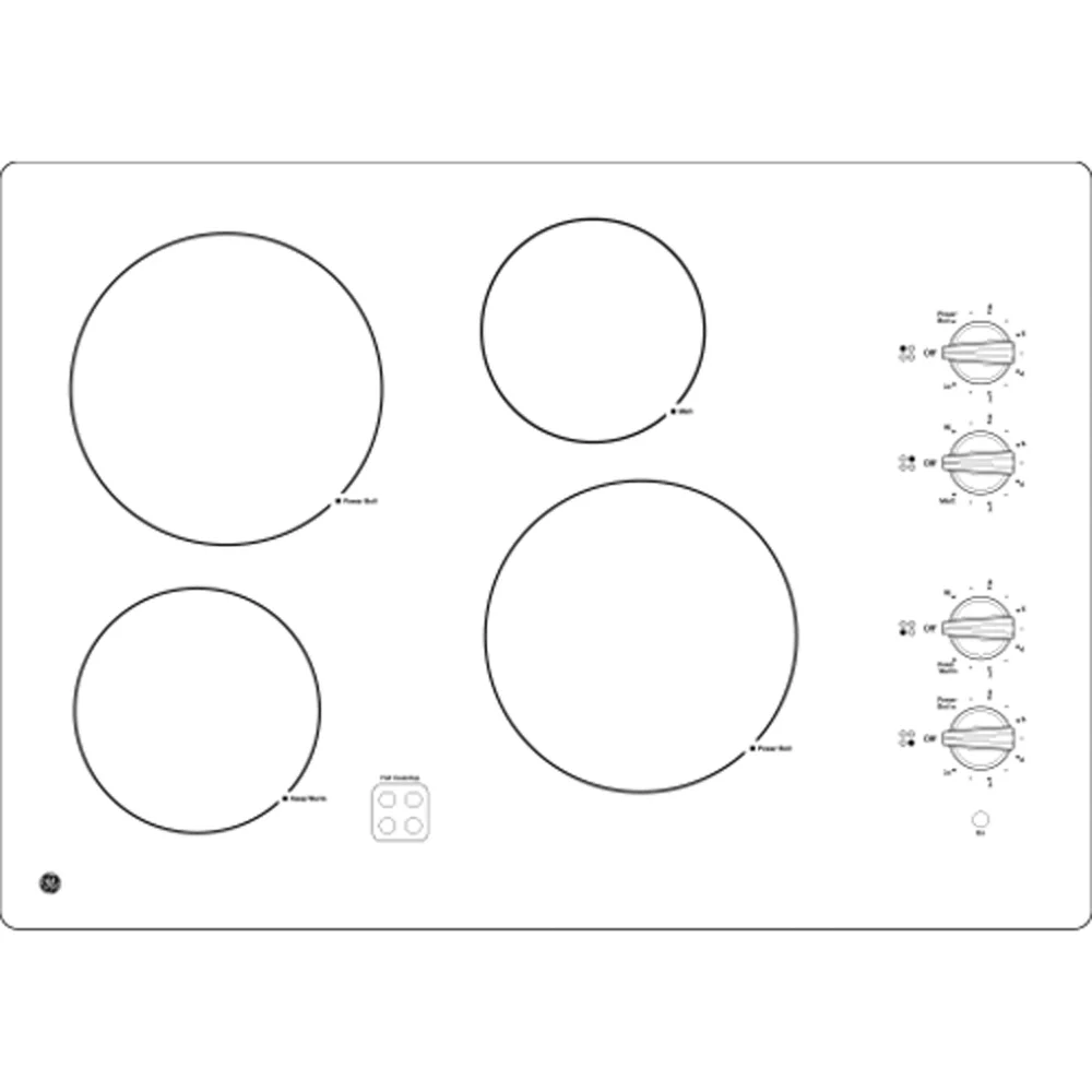 GE JP3030DJBB 30 inch Built-In-Knob Control Electric Cooktop Bundle with Premium 2 YR CPS Enhanced Protection Pack