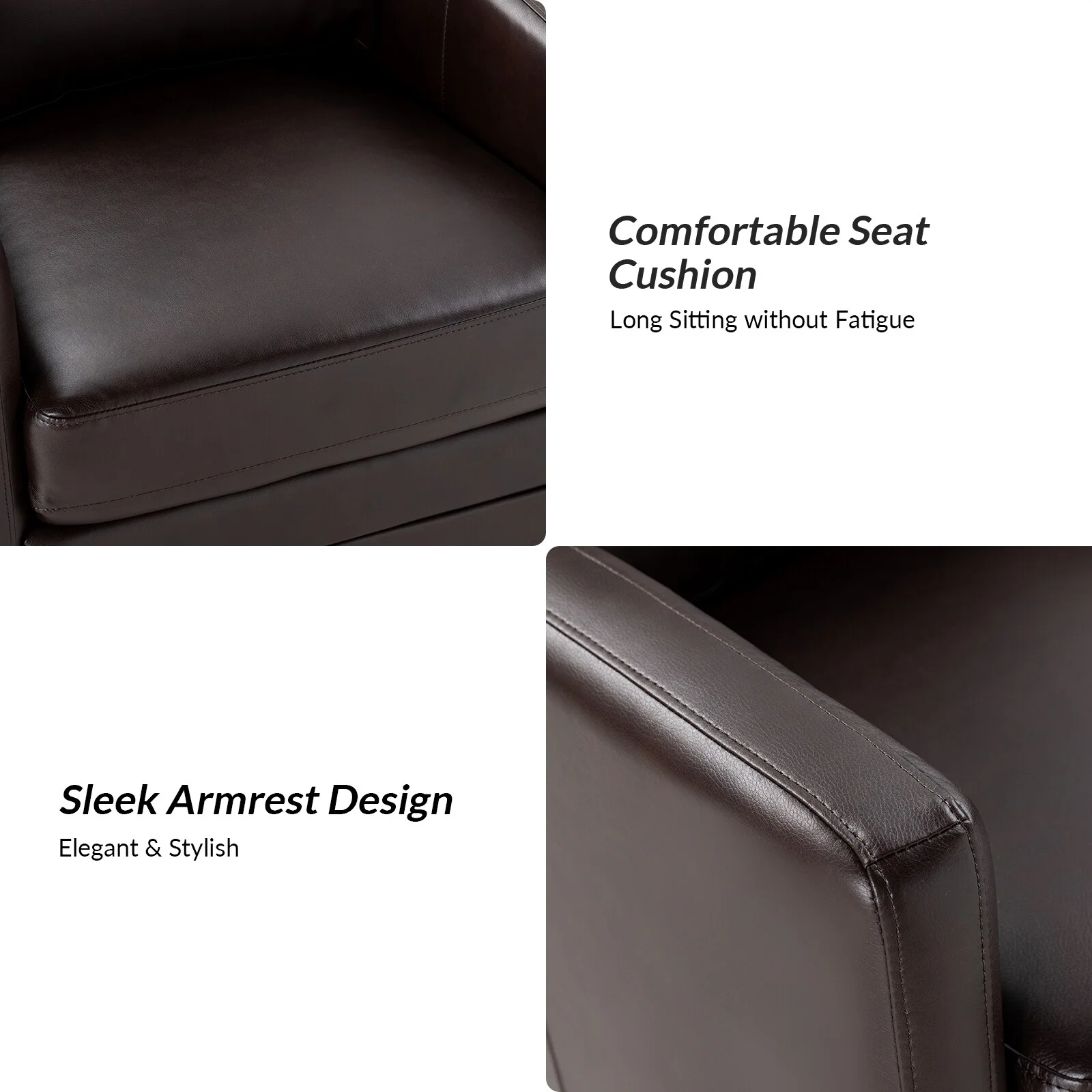 ART OF LIVING DESIGNS,INC Terrance Transitional Swivel Faux Leather Barrel Chair with Metal Base Set of 2 Brown