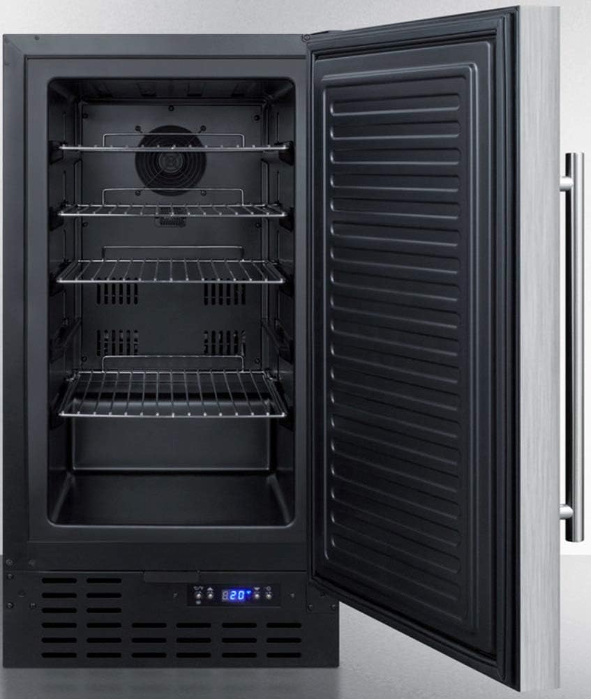 Summit Appliance FF1843BSSADA ADA Compliant 18" Wide Built-in Undercounter All-refrigerator with Stainless Steel Door, Black Cabinet