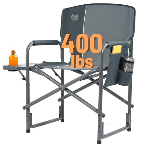 TIMBER RIDGE Folding Rocking Camping Chair, 400lbs Capacity Portable Oversized Outdoor Rocker with Hard Armrests, Cup Holder & Side Pocket