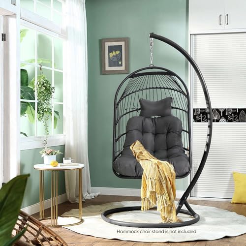 Chihee Egg Chair Foldable Wicker Rattan Hanging Chair Swing Chair Indoor Outdoor Patio Wicker Chair Hammock Chair with Stainless Steel Hanging Kit
