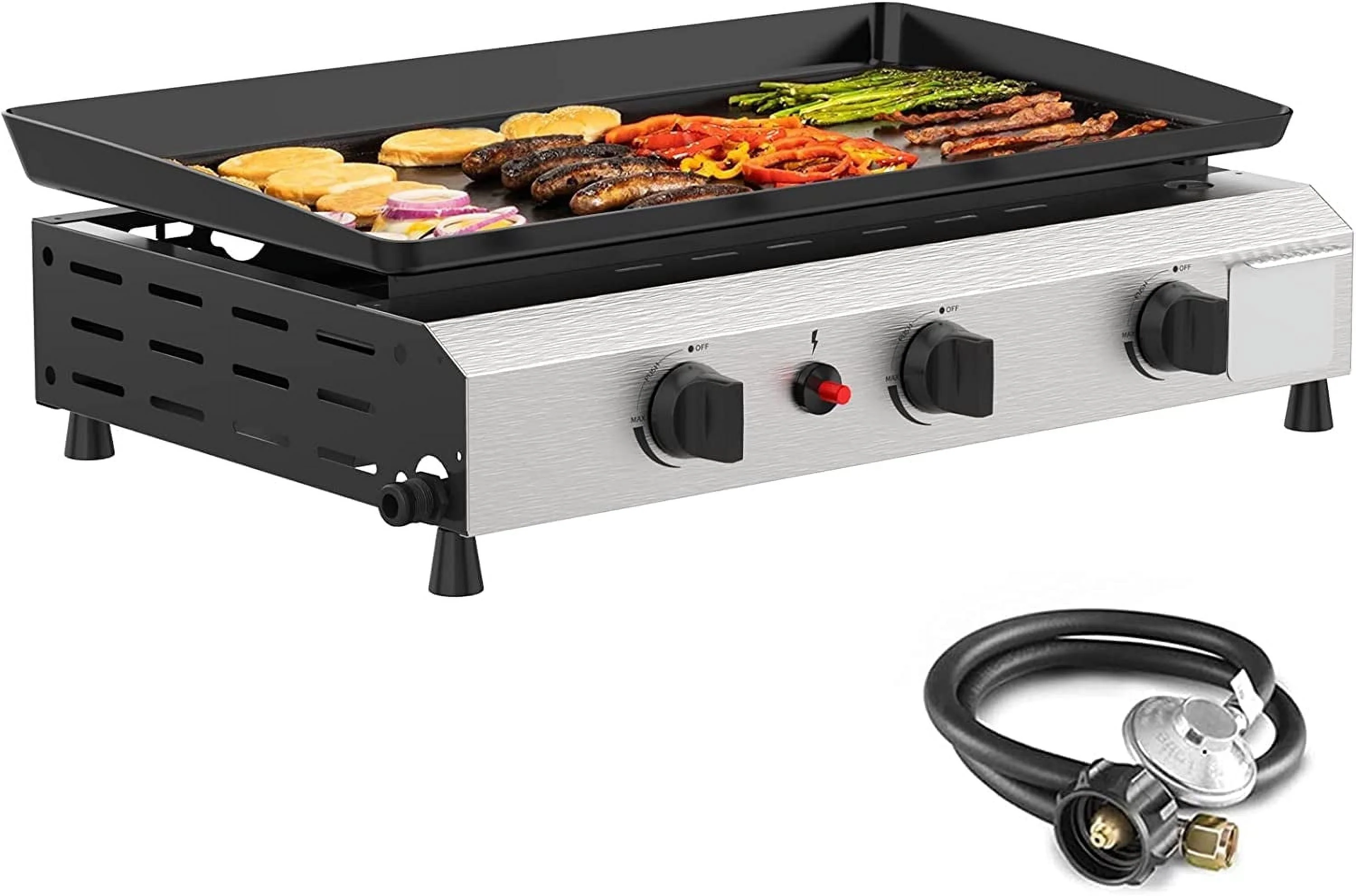 SKOK 3 Burner Gas Griddle-Outdoor Propane Griddle-BTU Propane Fuelled