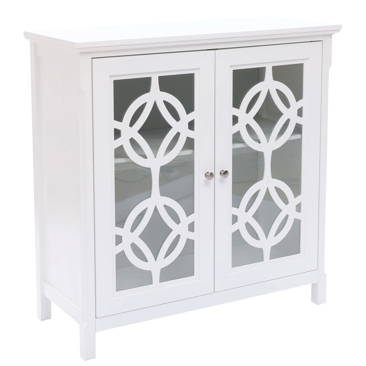 LuxenHome White Wood 2 Door Accent Storage Cabinet