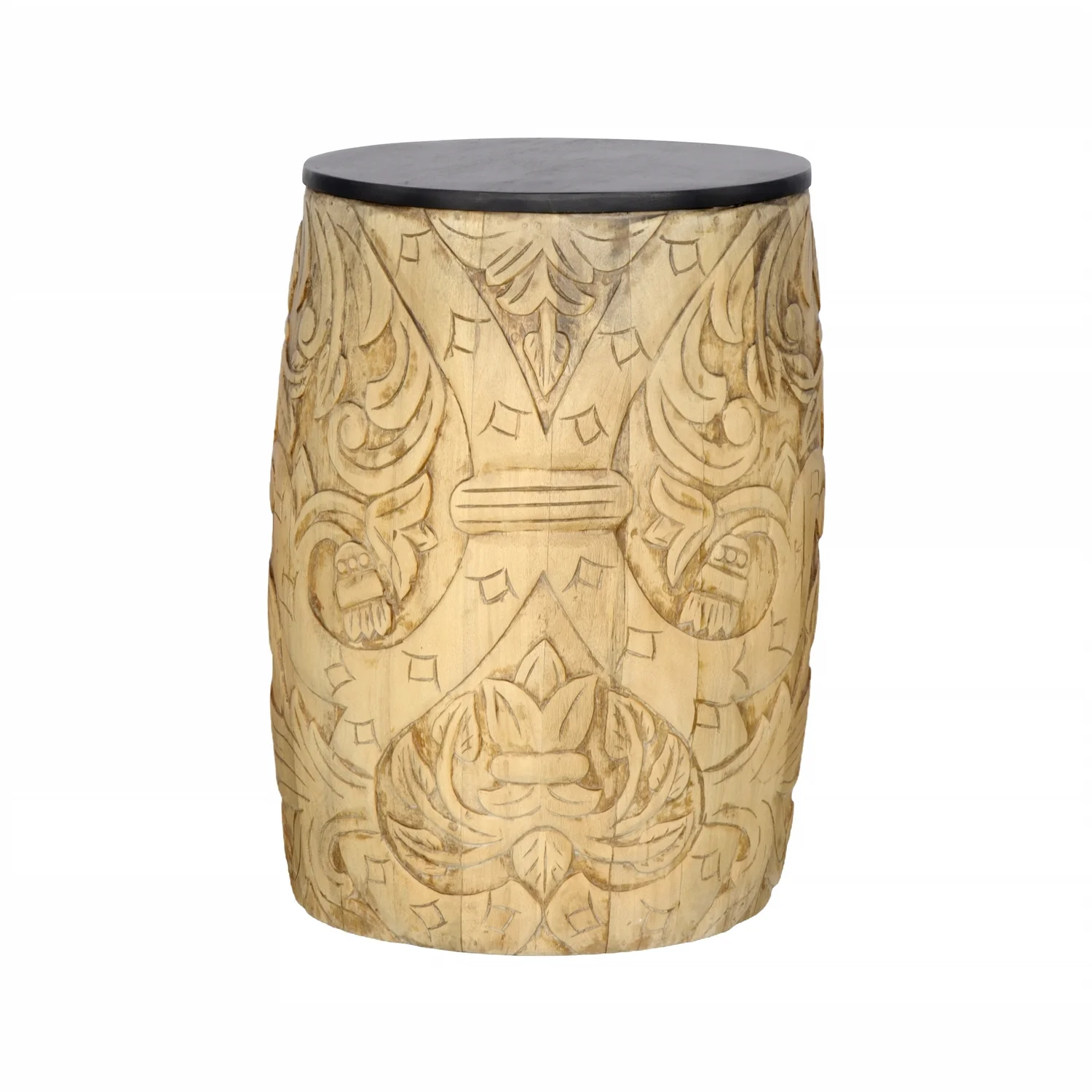 Coast to Coast Luna Transitional Solid Mango Wood Round Drum End Table