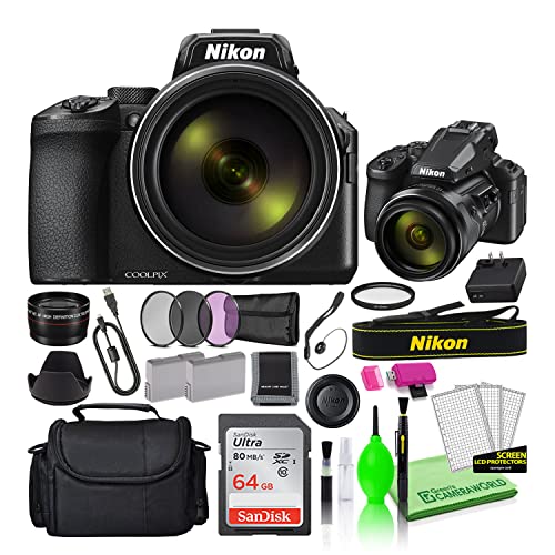 Nikon COOLPIX P950 16MP 83x Optical Zoom Digital Camera (26532) Deluxe Bundle Kit -Includes- Sandisk 64GB SD Card + Large Camera Bag + Filter Kit +