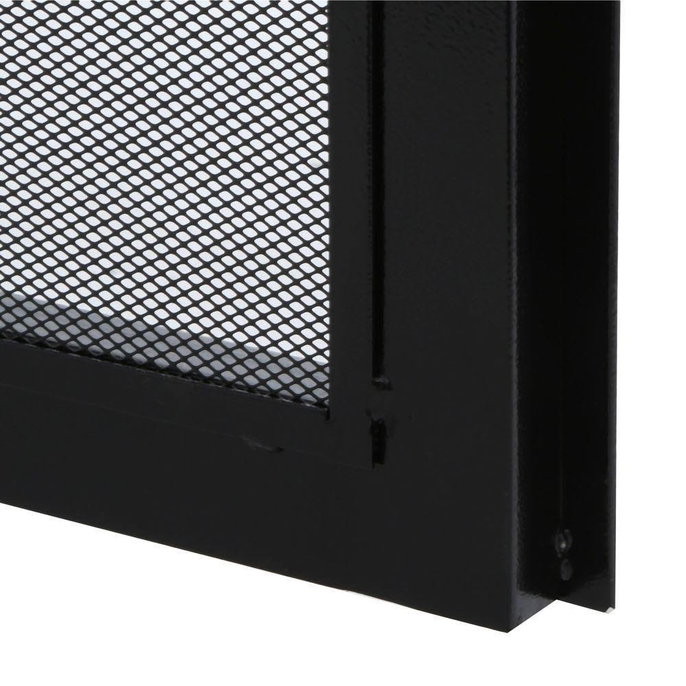 Unique Home Designs 36 in. x 80 in. Arcada Black Surface Mount Outswing Steel Security Door with Expanded Metal Screen IDR064003