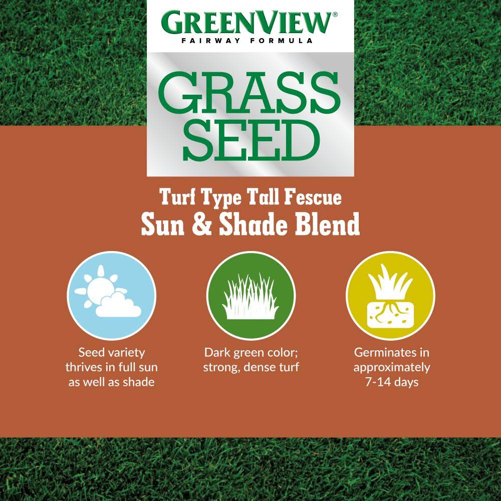 Greenview 2829348 Fairway Formula Grass Seed Turf Type Tall Fescue Sun u0026 Shade Blend, 20 lb