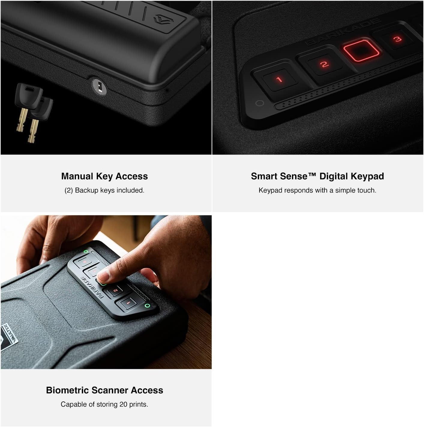 Vaultek Barikade Series 1 Compact Pistol Safe (Biometric + Lid Organizer)