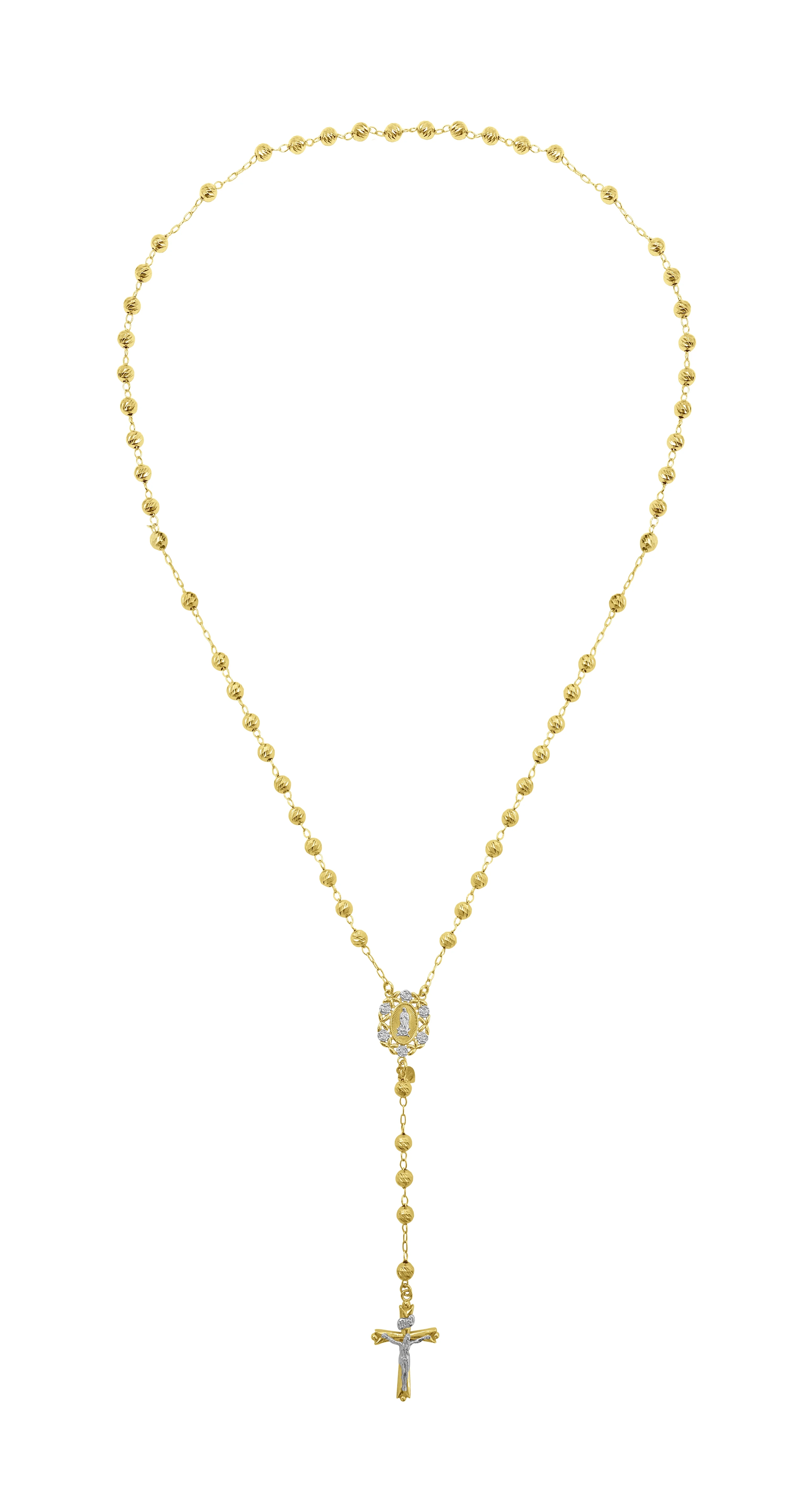 Brilliance Fine Jewelry Women's 14K Gold Plated Sterling Silver Yellow Beads Rosary Necklace 26"