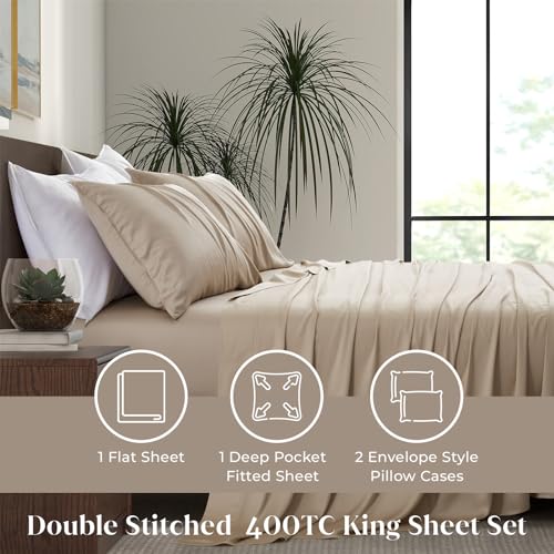 Luxury Bamboo Market | Queen Size Bed Sheet Set | 100% Viscose Made from Bamboo | Organically Grown | Ultra Soft | Cooling Sheets for Hot Sleepers |