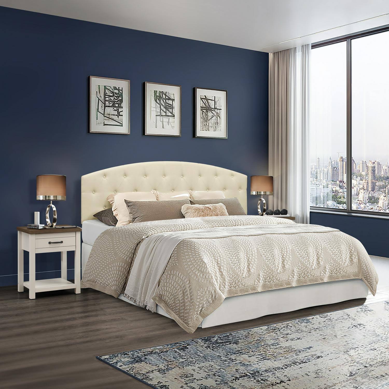 Lancaster Farmhouse Oak Top Rectangular Nightstand, Set of 2, Gray, by Hillsdale Living Essentials