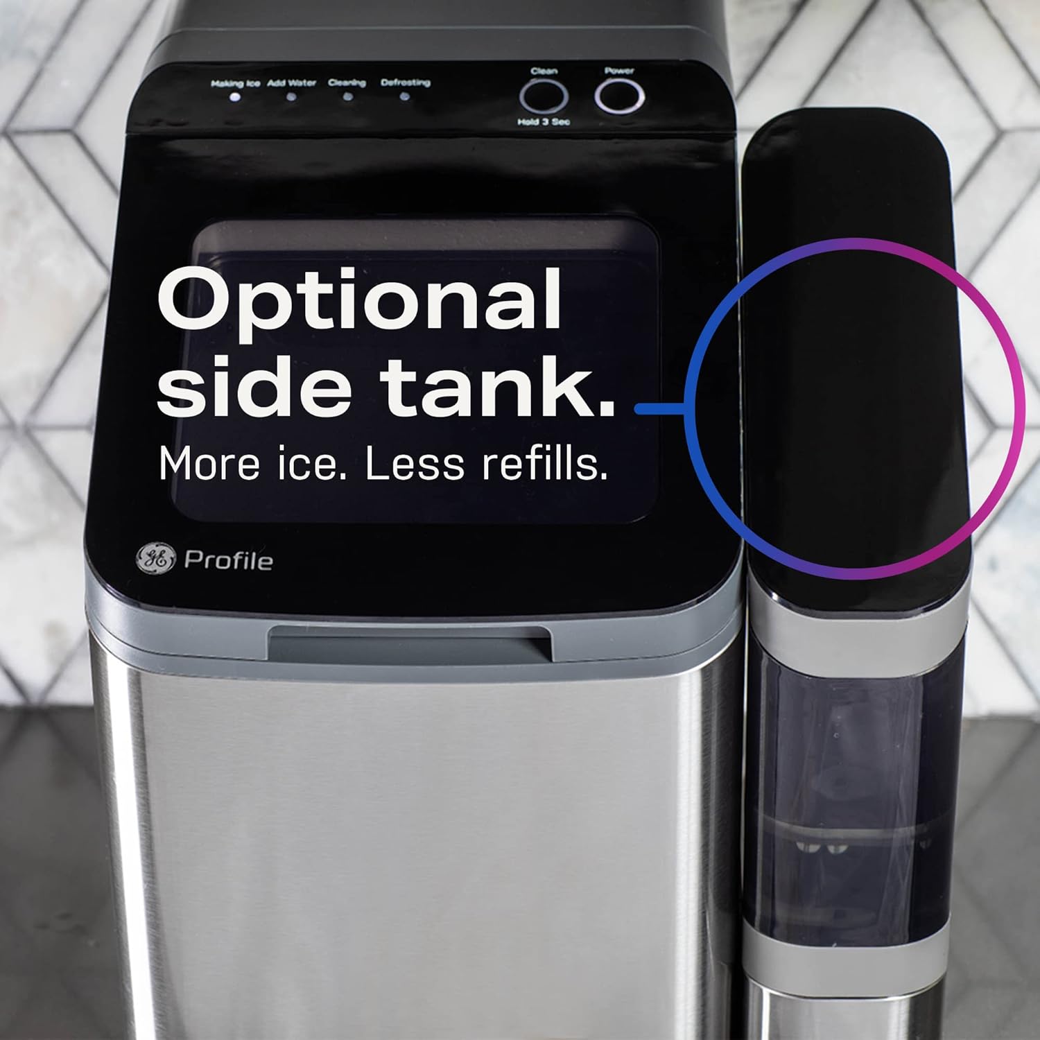GE Profile Opal 1.0 Nugget Ice Maker| Countertop Pebble Ice Maker | Portable Ice Machine Makes up to 34 lbs of Ice Per Day | Stainless Steel