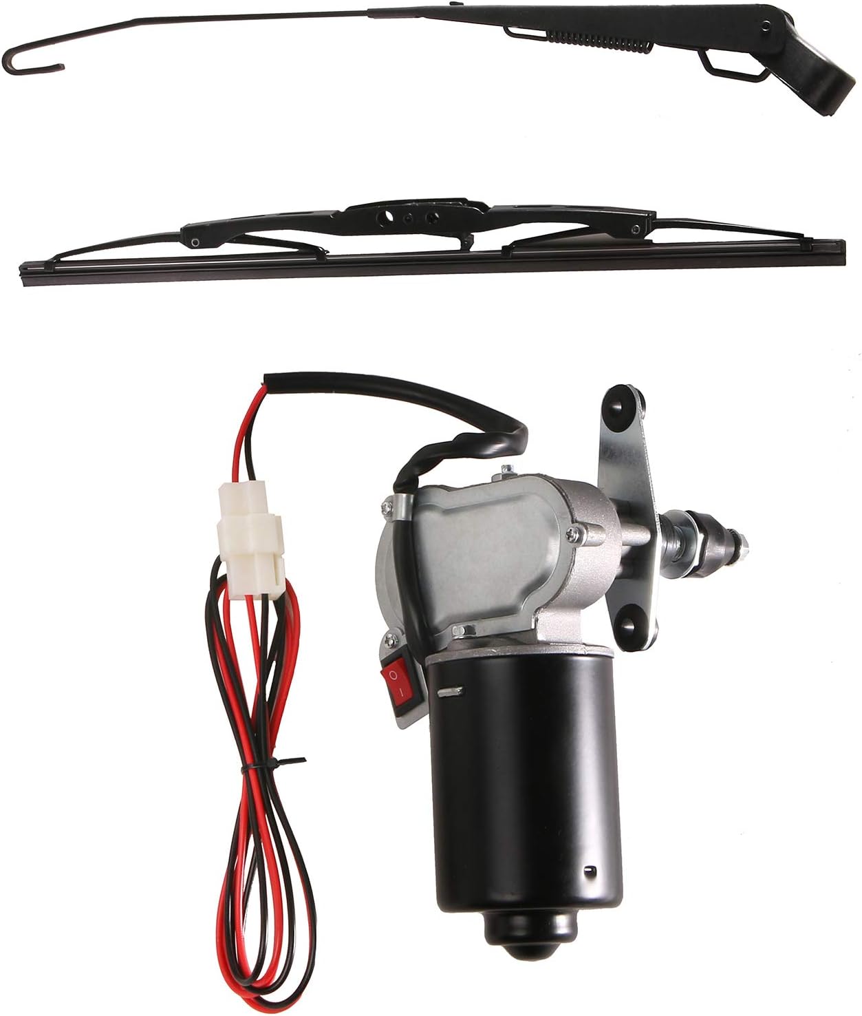 YiCross 12V Universal Electric Windshield Wiper Motor Kit Fits for UTV ATV Hard Coated Or Glass Windshields, Upgraded Wiper Motor Kit - 110° Sweep
