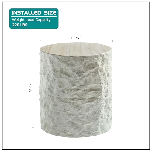 JUSTONE 15.75 ''Round Coffee Table, Accent End Table for Living Room Office Apartment, Modern Minimalist Side Table with Faux Marble Pattern