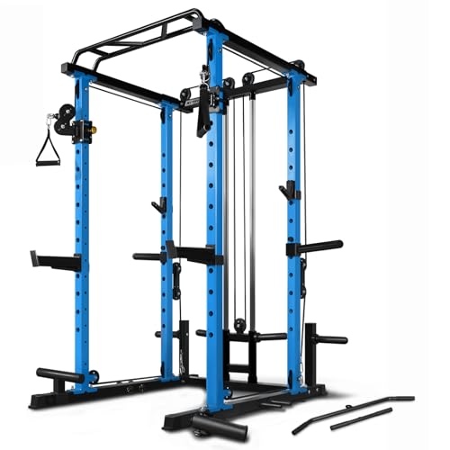 RitFit Multi-Function Squat Rack Power Cage PPC03 with Cable Crossover System, 1000LBS Capacity Power Rack and Packages with Optional Weight Bench