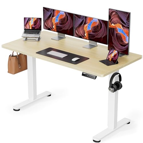 ErGear Height Adjustable Electric Standing Desk, 48 x 24 Inches Sit Stand up Desk, Memory Computer Home Office Desk with Two-Piece Desktop (Walnut)