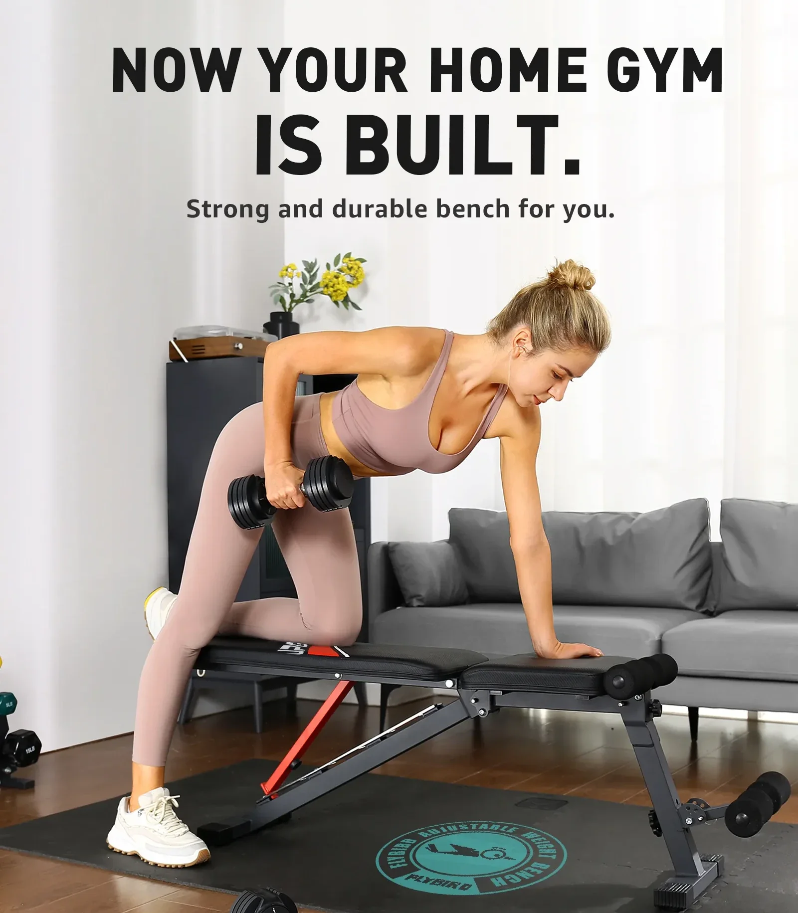 UPGO Adjustable Weight Bench with 660lbs Weight Capacity Foldable Workout Bench for Adult Up to 5.9' Gym Bench for Home