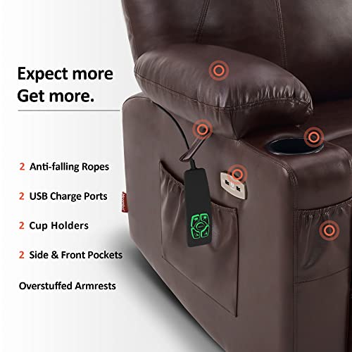 MCombo Dual Motor Large Power Lift Recliner Chair for Elderly, Lay Flat Lift Chair with Heat and Massage, Big Lift Recliner for Tall People