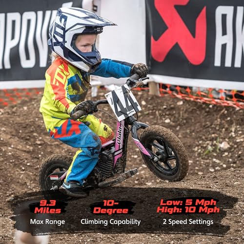 OLALA Electric Dirt Bike for Kids Aged 3-6, 170W Racing Grade Electric Motorcycle, New Aluminum Frame with 2 Power Modes, 24V Detachable Battery