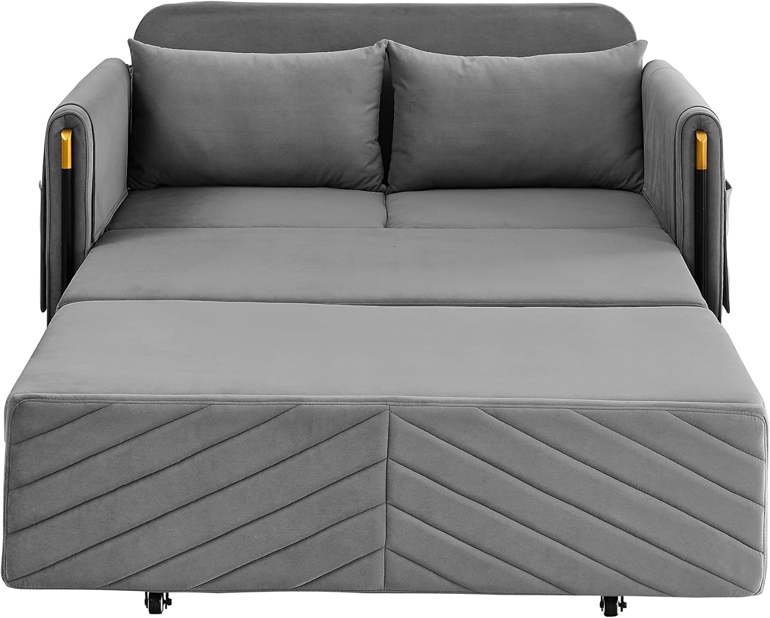 54" Velvet Loveseat, Modern Convertible Sofa Detachable Arm Pockets