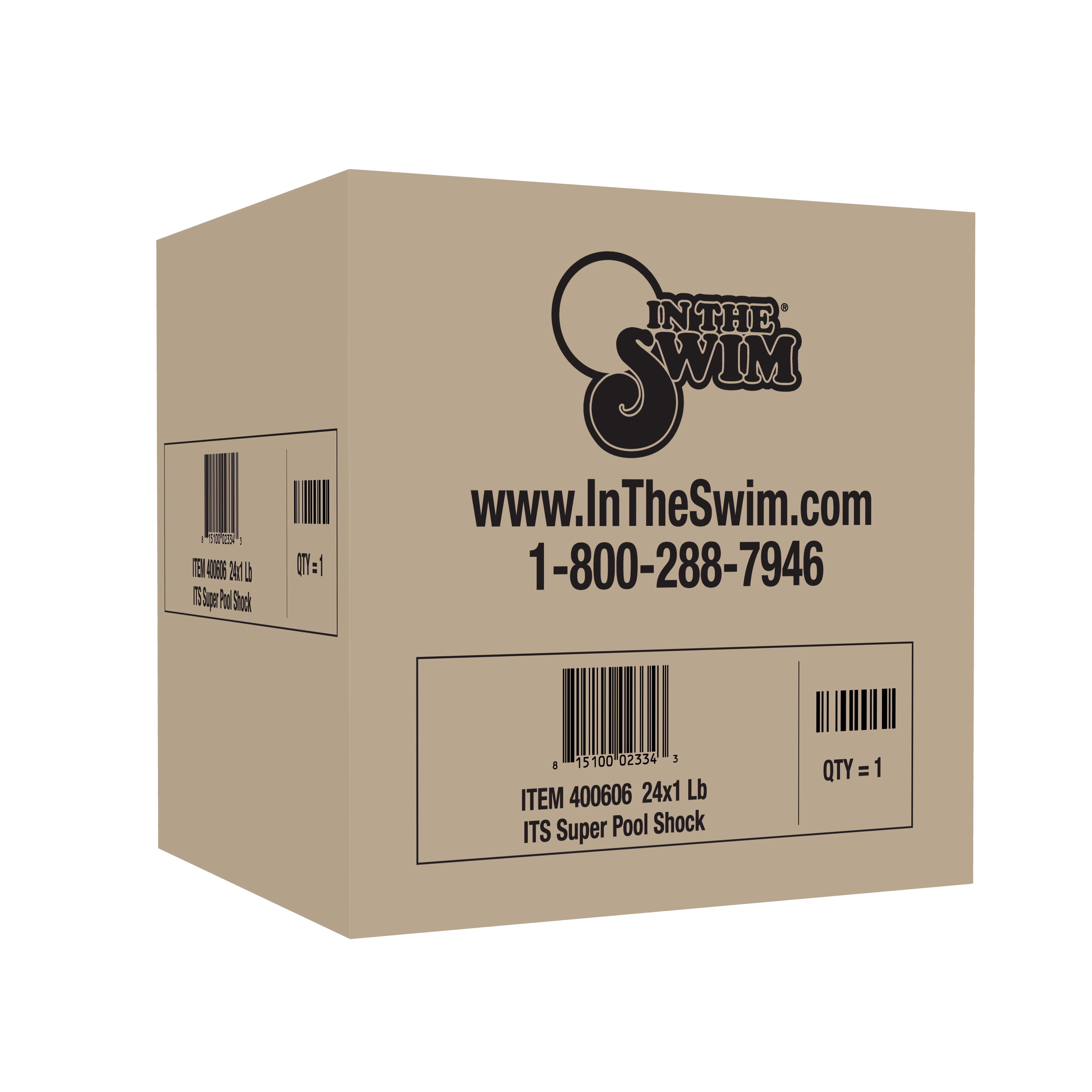 In The Swim Super Pool Shock Swimming Pool Sanitizer - Fast Dissolving, Non-Stabilized - 70% Available Chlorine - 24 x 1 Pound Bags 25334