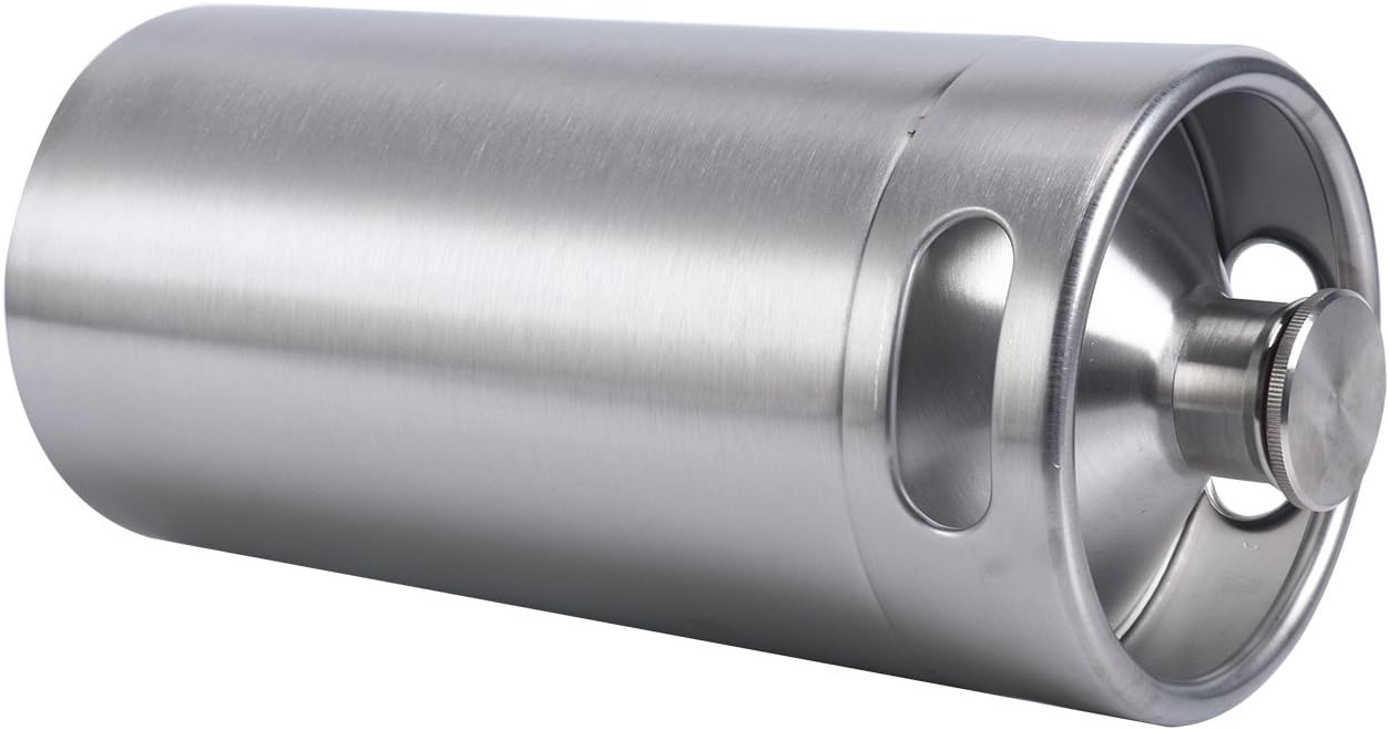128 OZ Mini Keg Growler Canteen Craft Beer Homebrewing Home Brew Stainless Steel Beer Barrel Holds Beer Silver (128oz Growler) Pack of 2