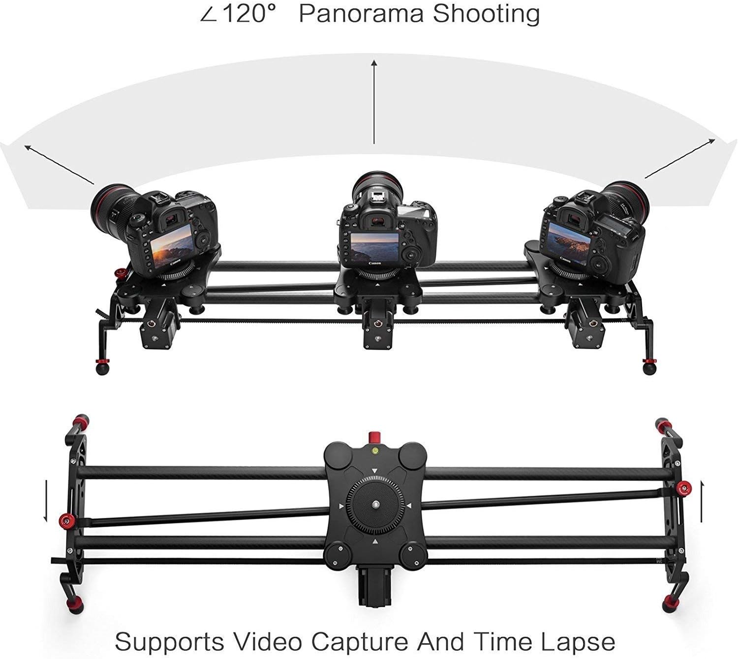Camera Slider Track Dolly Slider Rail System with Motorized Time Lapse and Video Shot Follow Focus Shot and 120 Degree Panoramic Shooting 31 80cm