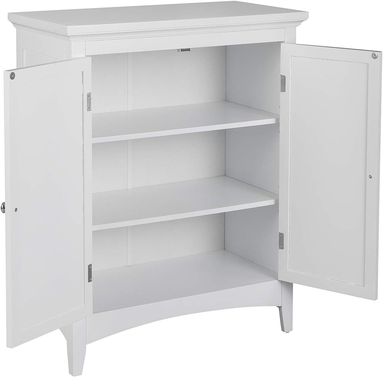 Elegant Home Fashions Glancy Freestanding Floor Cabinet Bathroom Kitchen Living Room Home Storage with 2 Shutter Doors 2 Adjustable Inner Shelves