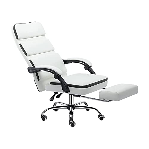 Executive Office Chairs, Ergonomic Gaming Recliner with Segmented Back, Adjustable Tilt Angle and Retractable Footrest, 360° Caster Rotation (C)