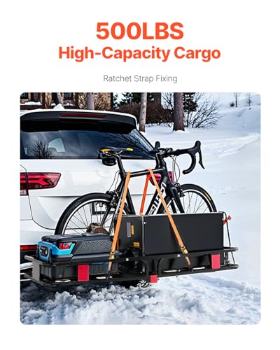 VEVOR 70" x 30" x 6", Hitch Cargo Carrier, 500 lbs Capacity with Nighttime Reflective Reminder