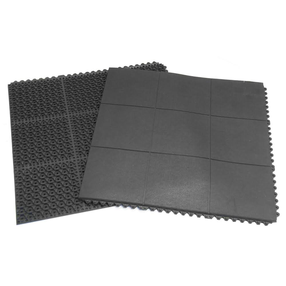 Rubber-Cal Revolution Interlocking Rubber Floor - 5/8 x 36 x 36-Inch Rubber Tiles - Black - 2 Pack