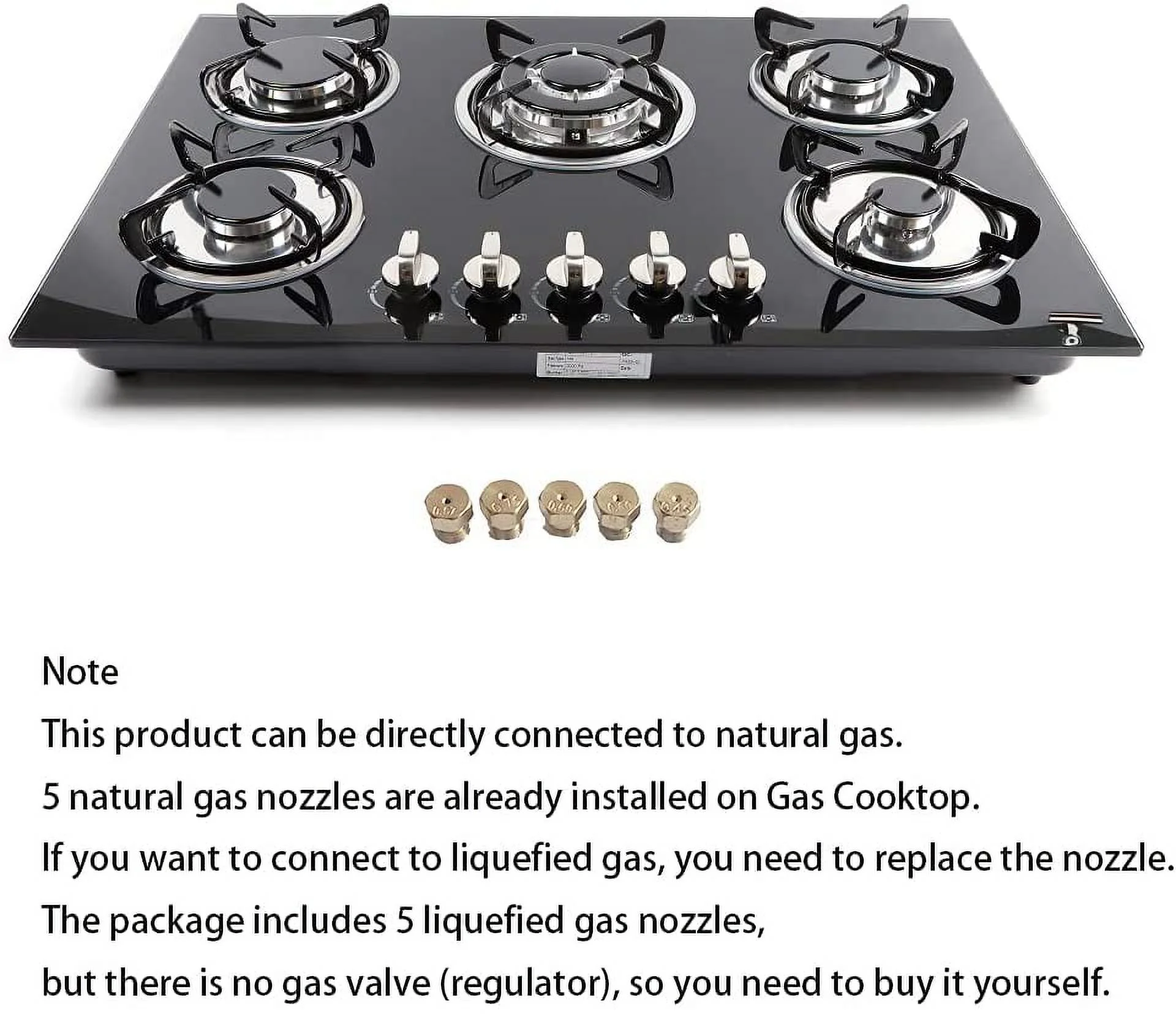 Fetcoi, 30''Gas Cooktop 5 Burners Gas Stove Cooktop Tempered Glass Cooktop Gas Hob For Kitchen