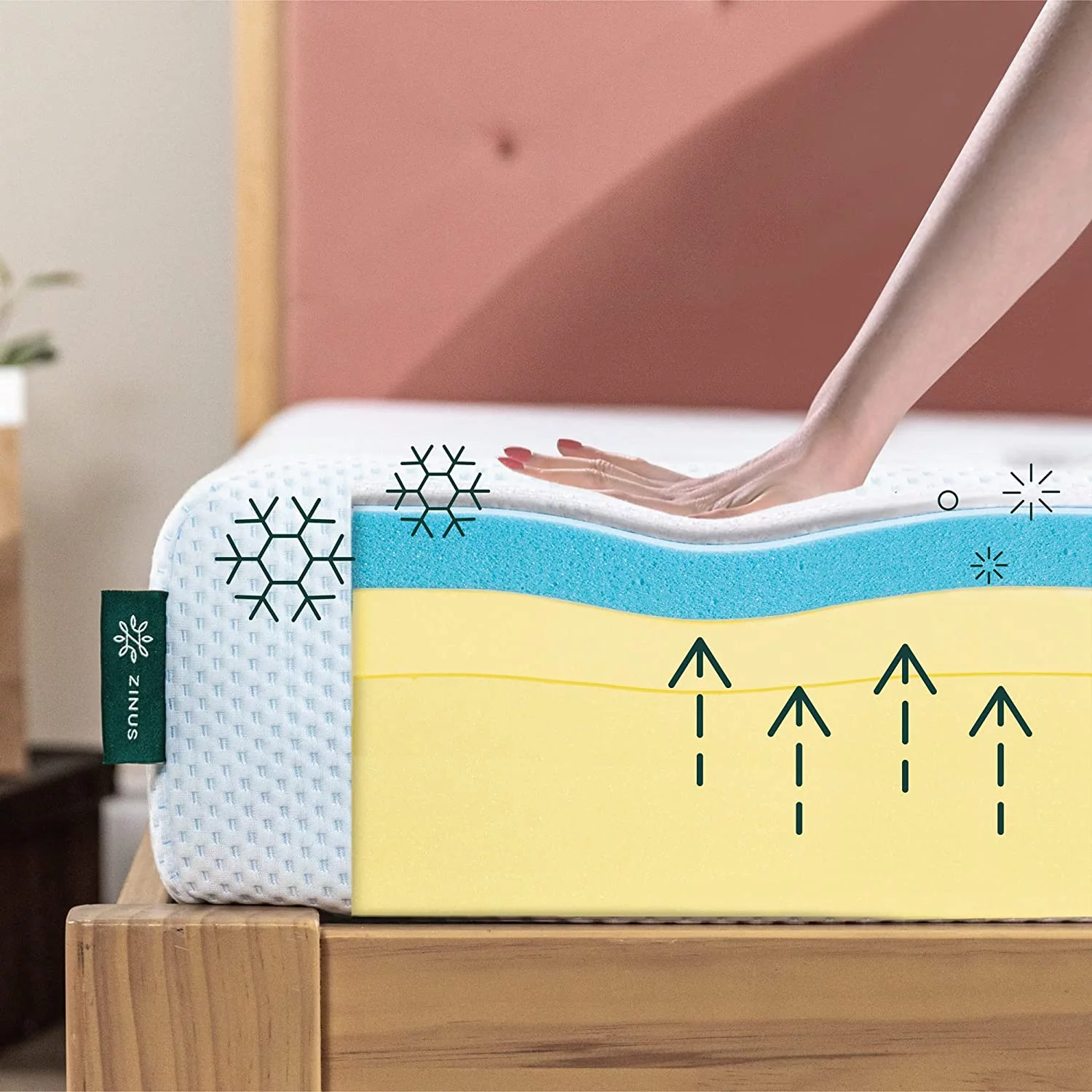 ZINUS 6 Inch Green Tea Cooling Gel Memory Foam Mattress / Cooling Gel Foam / Pressure Relieving / CertiPUR-US Certified / Bed-in-a-Box, Queen