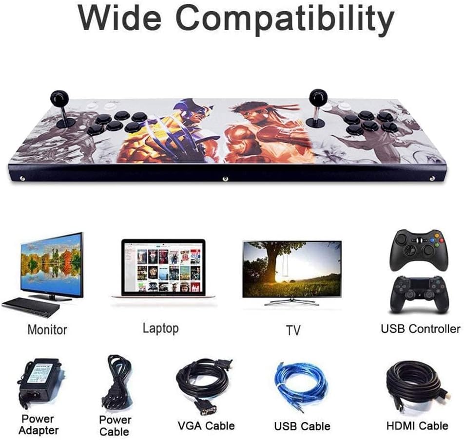 XFUNY Arcade Game Console 1080P 3D & 2D Games 8000 in 1 Pandora's Box 3D 2 Players Arcade Machine with Arcade Joystick Support Expand 8000+ Games for