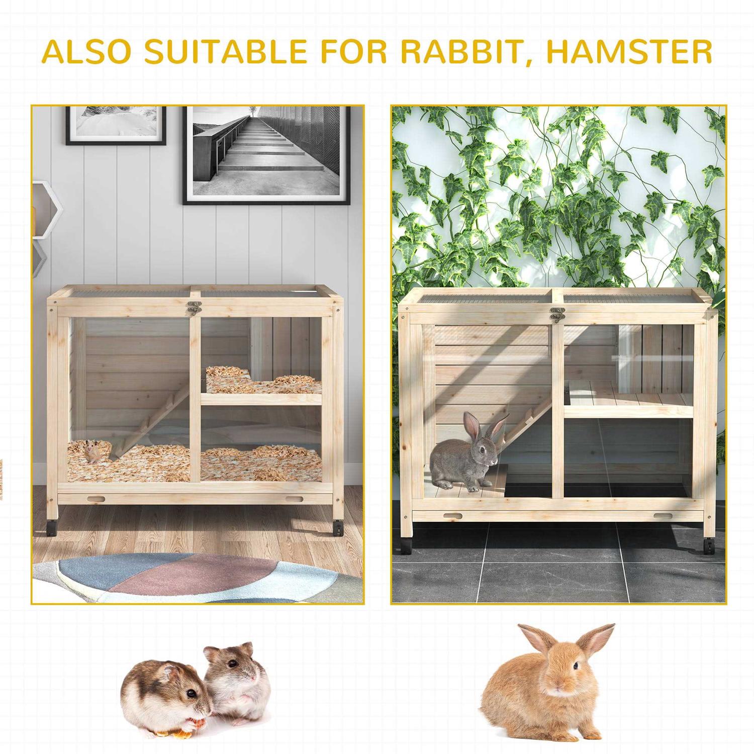 PawHut 2-Story Wooden Rabbit Hutch - Pet Supplies online store