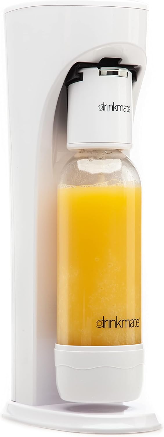 DrinkMate Sparkling Water and Soda Maker, Carbonates Any Drink, CO2 Cylinder Not Included (Matte Black)