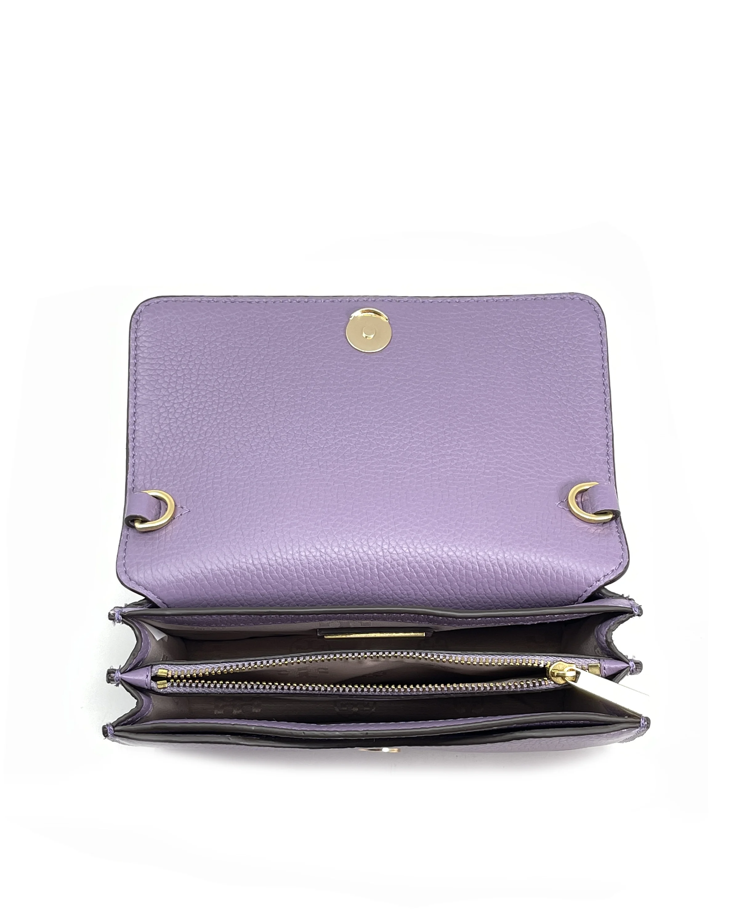 Tory Burch Pebbled Leather Britten Mini Convertible Crossbody Bag (Allium)