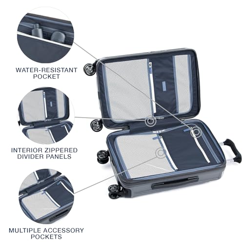 Travelpro Platinum Elite Hardside Expandable Carry on Luggage, 8 Wheel Spinner, TSA Lock, Hard Shell Polycarbonate Suitcase, Metallic Sand