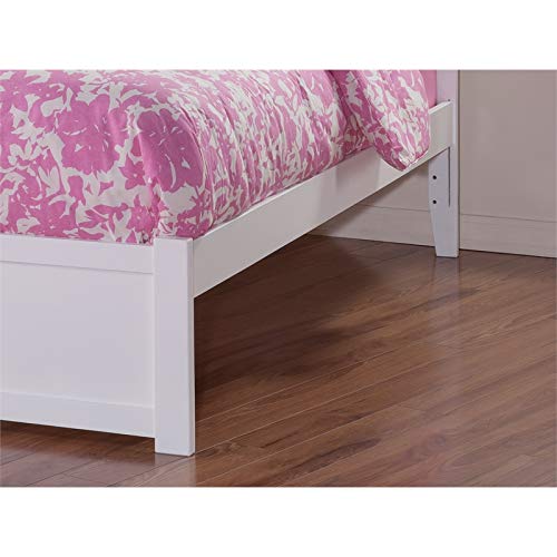 AFI Concord Twin XL Size Platform Bed with Footboard & Storage Drawers in White