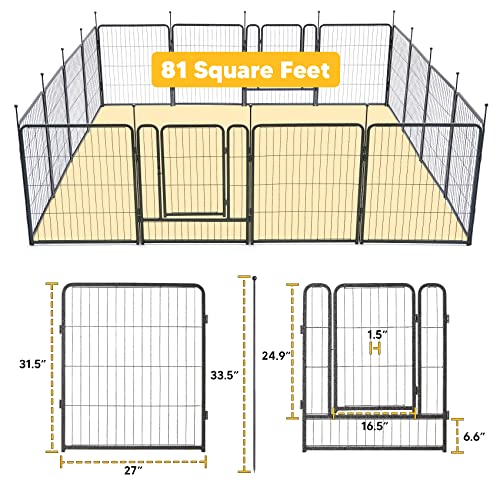 TMEE Dog Playpen, 40" Height 16 Panels Outdoor Dog Fence Pet Play Pen, Puppy Pens for Large/Medium/Small Dogs, Ideal for RV, Camping, Yard, Indoor