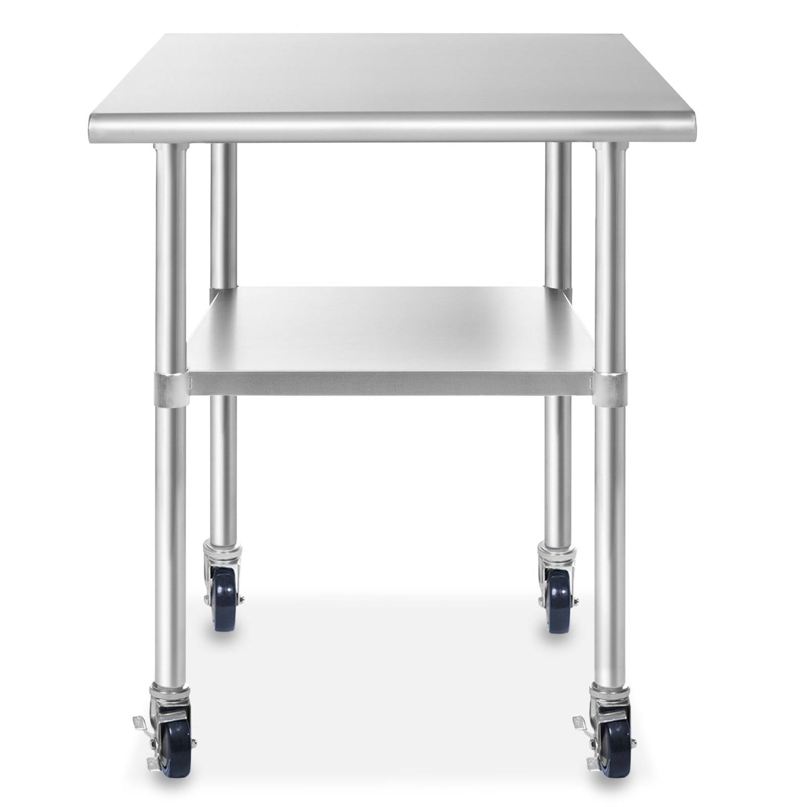 GRIDMANN NSF Stainless Steel Commercial Kitchen Prep u0026 Work Table w/ 4 Casters (Wheels) - 30 in. x 24 in.