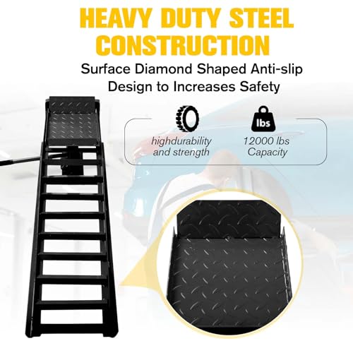 2PCS Hydraulic Car and Truck Service Ramps,11023 Lbs (5 Tons) Capacity, Portable Lifts Ramps for Oil Changes, Adjustable Lift Height 9.8" to 16.21"
