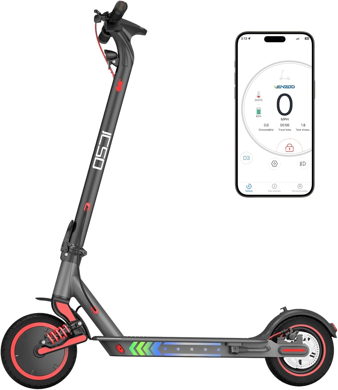 X10 Electric Scooter for Adults, 10" Solid Tire, 22 MPH Max Speed by 500W Motor, Front suspensions