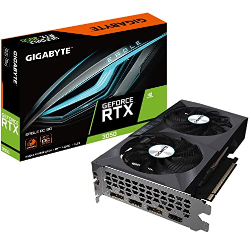Gigabyte NVIDIA GeForce RTX 3050 EAGLE OC Graphics Card - 8GB GDDR6, 128-bit, PCI-E 4.0, 1792MHz Core Clock, 1x DP 1.4, 1 x HDMI 2.1, NVIDIA Ampere