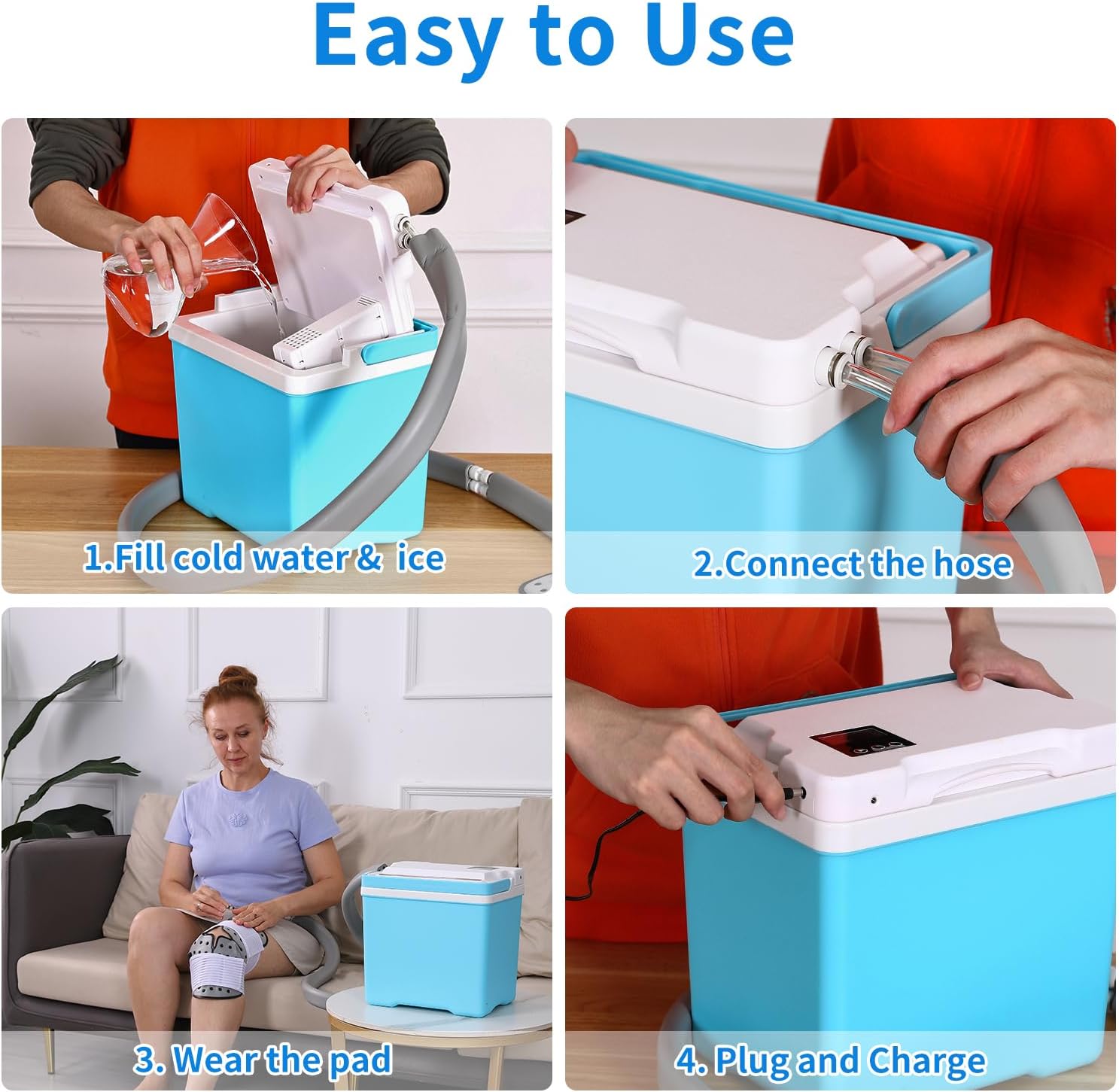Ice Machine for Knee After Surgery, Whisper-Quiet Cold Therapy System with Remote Control, Programmable Timer, Cryotherapy for Ankle, Shoulder