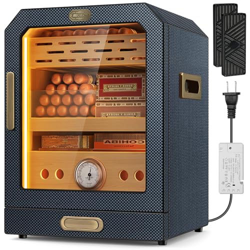 Cigar Humidor, Lighted Control Magnetic Door Desktop Cigar Humidor Cabinet